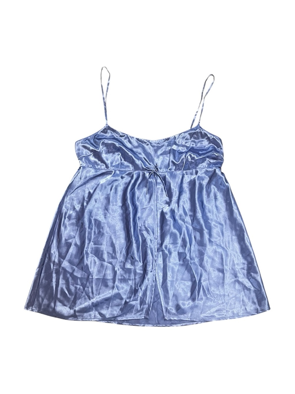 august silk Light Blue Satin Chemise with Spaghetti Straps